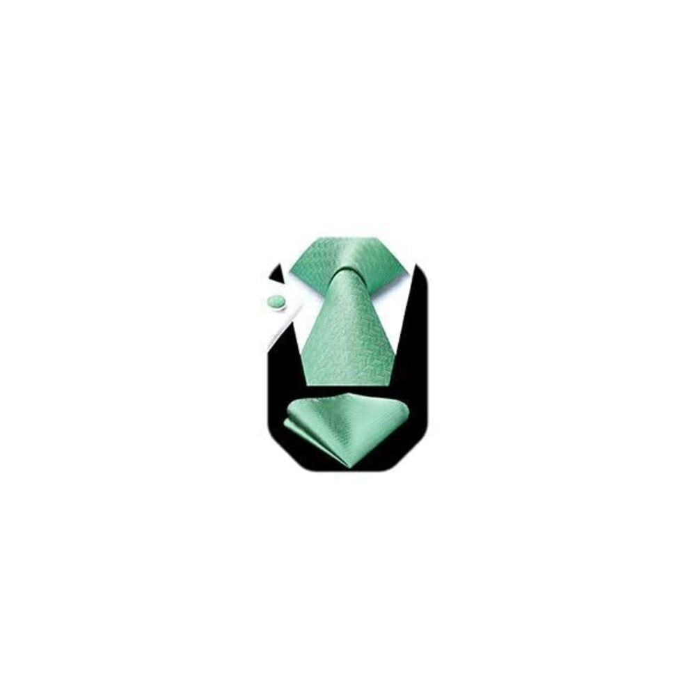 9682 Ties Sage Green Tie and Pocket Square Cufflinks Set Classic Woven Silk
